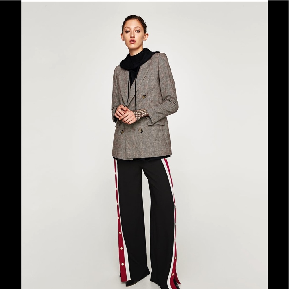 Zara checked double breasted blazer